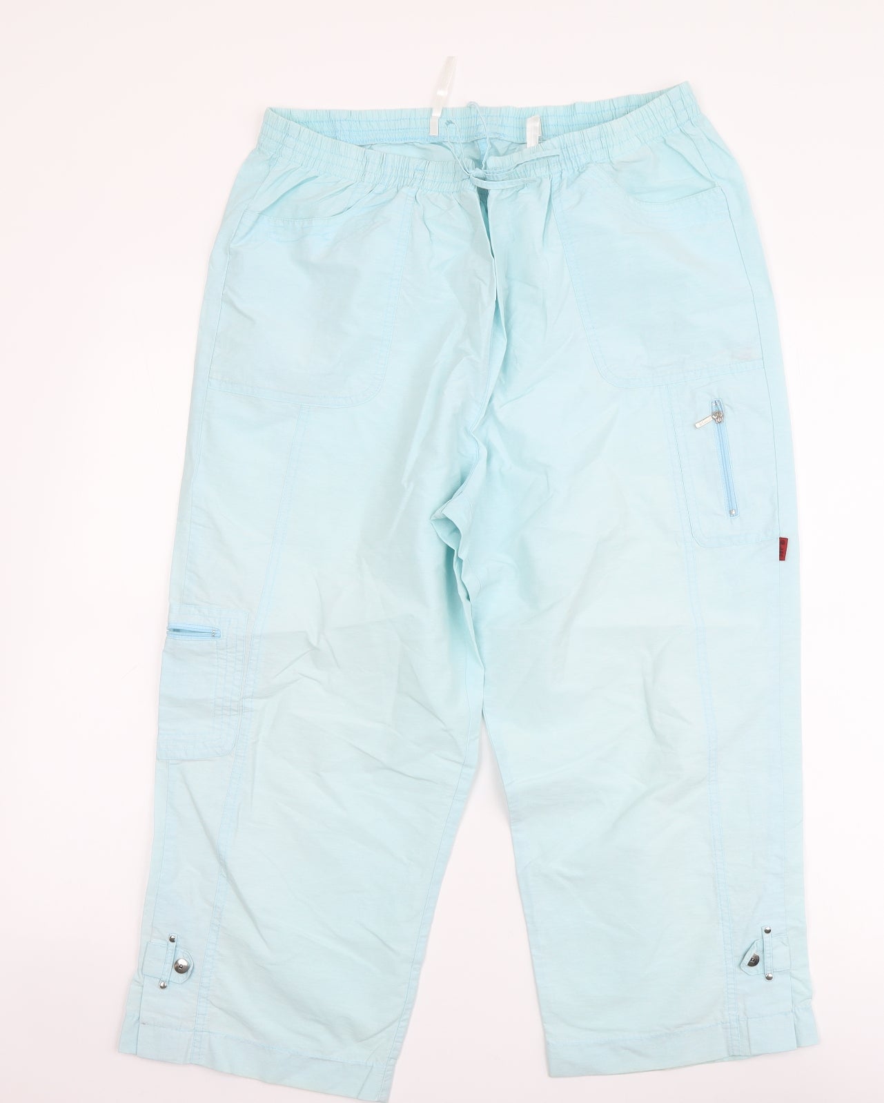 Maine Womens Blue Cotton Cropped Trousers Size 23 in L21 in Regular Drawstring