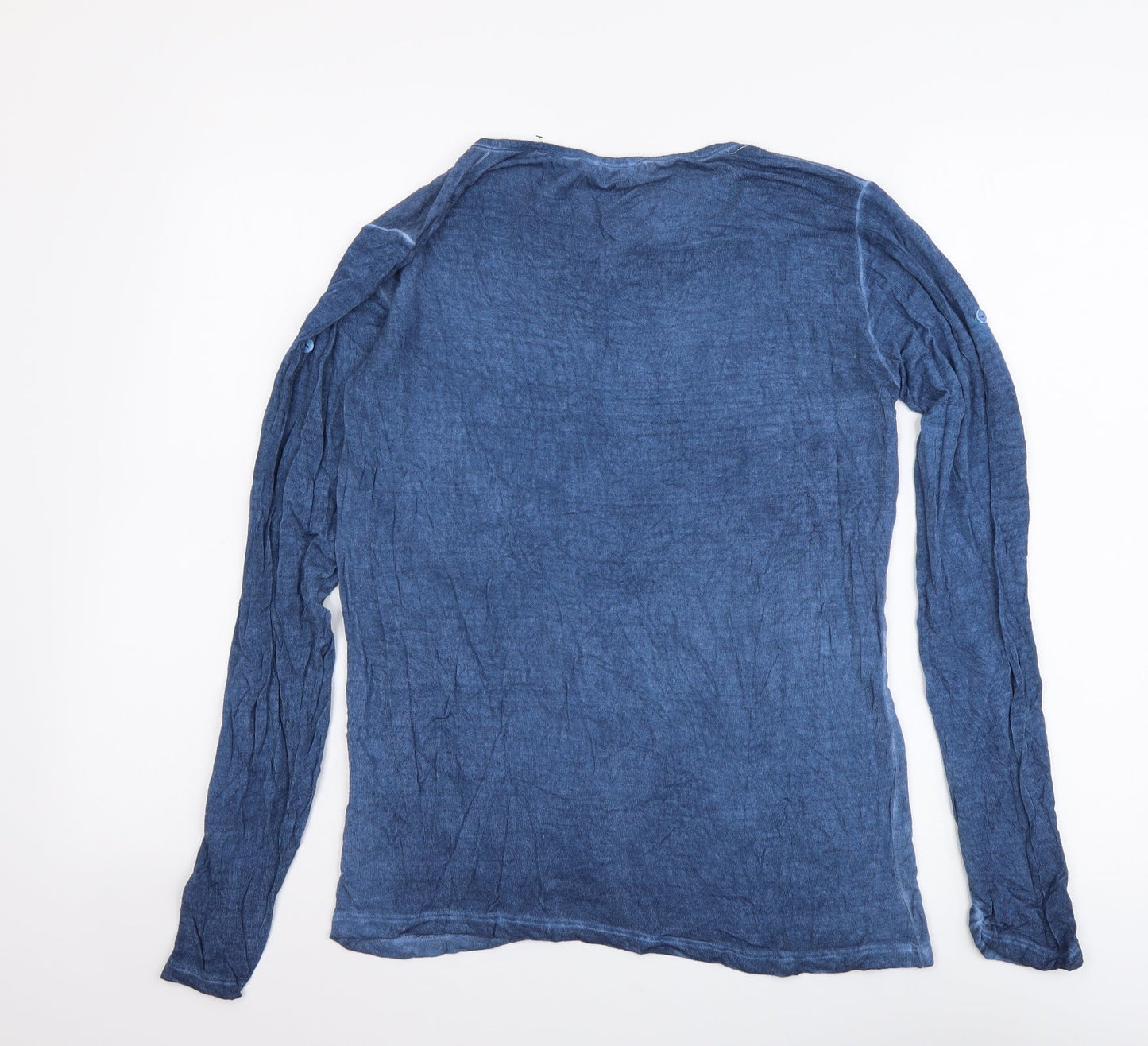 Plexus Womens Blue Viscose Basic Blouse Size L Round Neck