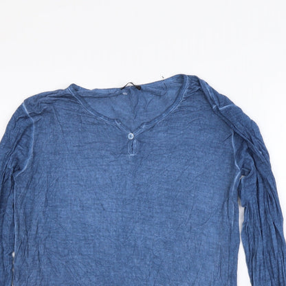 Plexus Womens Blue Viscose Basic Blouse Size L Round Neck