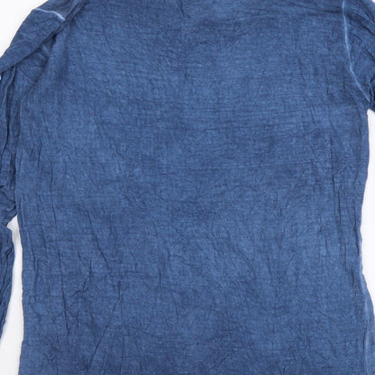 Plexus Womens Blue Viscose Basic Blouse Size L Round Neck
