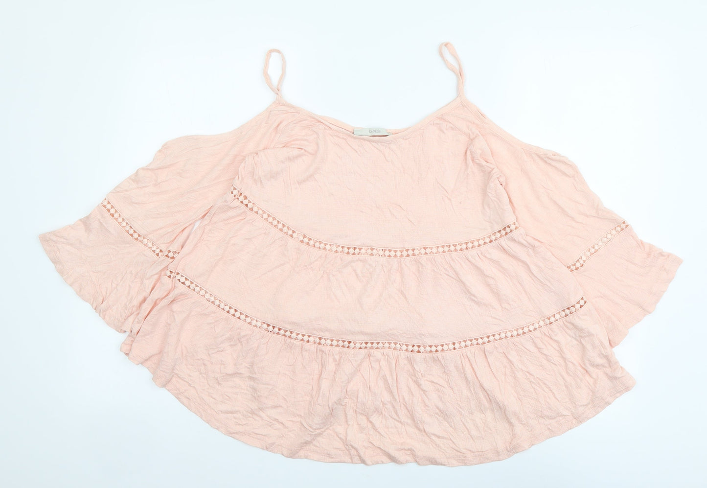 George Womens Pink Viscose Basic Blouse Size 10 Round Neck