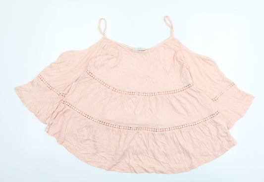 George Womens Pink Viscose Basic Blouse Size 10 Round Neck