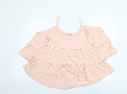 George Womens Pink Viscose Basic Blouse Size 10 Round Neck