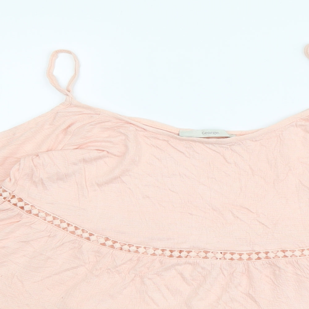 George Womens Pink Viscose Basic Blouse Size 10 Round Neck