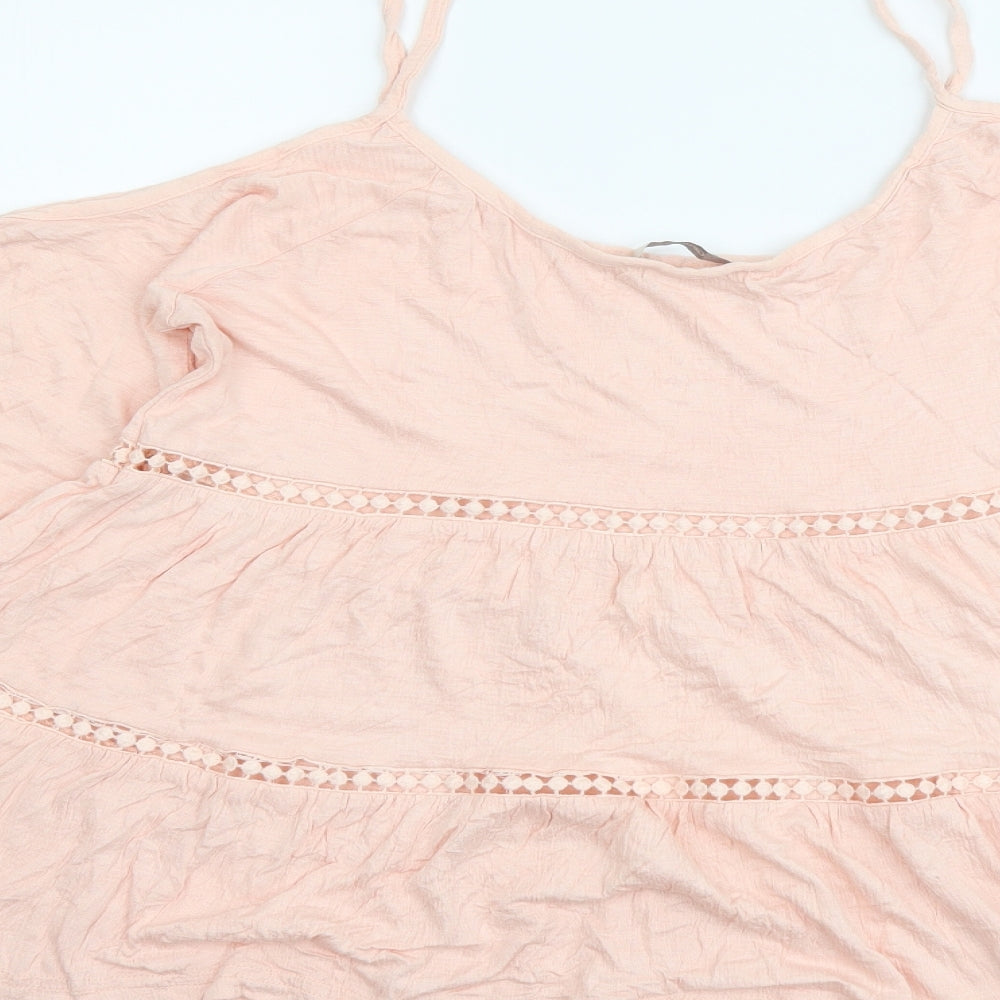 George Womens Pink Viscose Basic Blouse Size 10 Round Neck