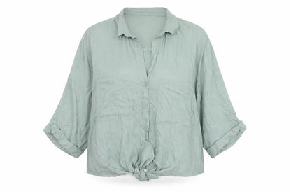 Womens UK Size XL H&M Green Basic Button-Up