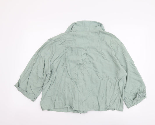 Womens UK Size XL H&M Green Basic Button-Up