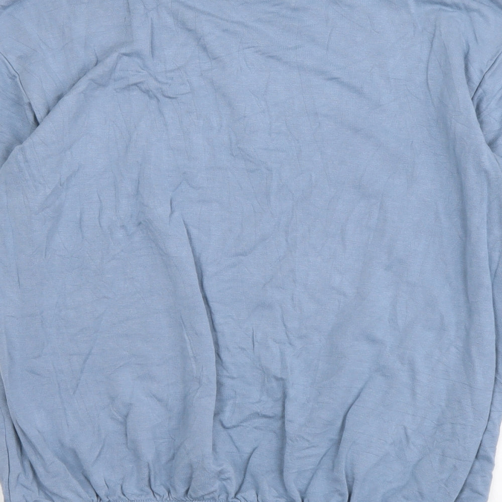 F&F Womens Blue Viscose Basic T-Shirt Size 6 Round Neck
