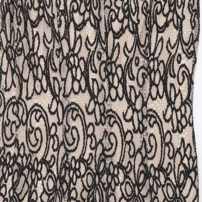 George Womens Beige Geometric Polyester A-Line Size 12 Boat Neck Zip