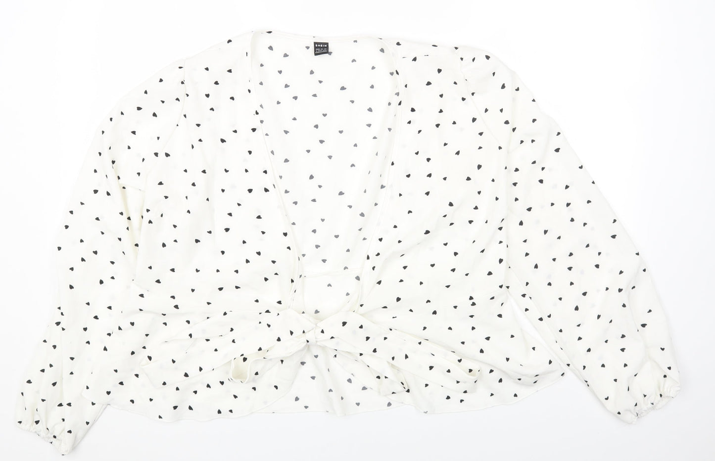 SheIn Womens Multicoloured Geometric Polyester Basic Blouse Size L Round Neck - Heart Pattern