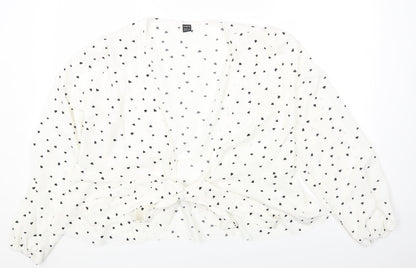 SheIn Womens Multicoloured Geometric Polyester Basic Blouse Size L Round Neck - Heart Pattern