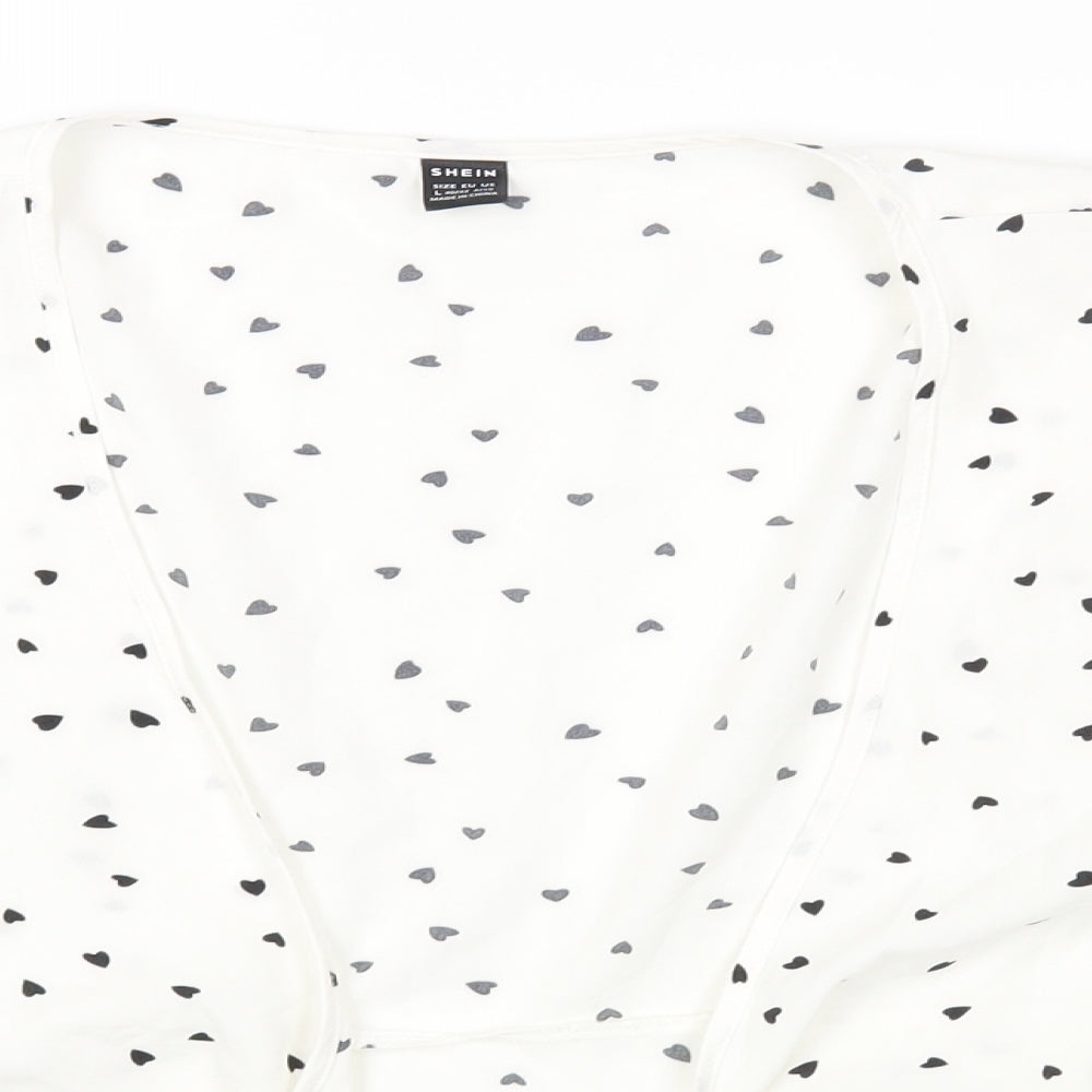 SheIn Womens Multicoloured Geometric Polyester Basic Blouse Size L Round Neck - Heart Pattern