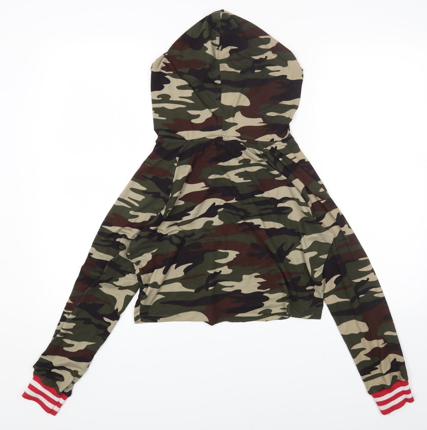 Hot Kiss Womens Green Round Neck Camouflage Polyester Pullover Jumper Size L