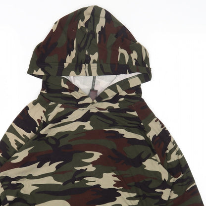 Hot Kiss Womens Green Round Neck Camouflage Polyester Pullover Jumper Size L