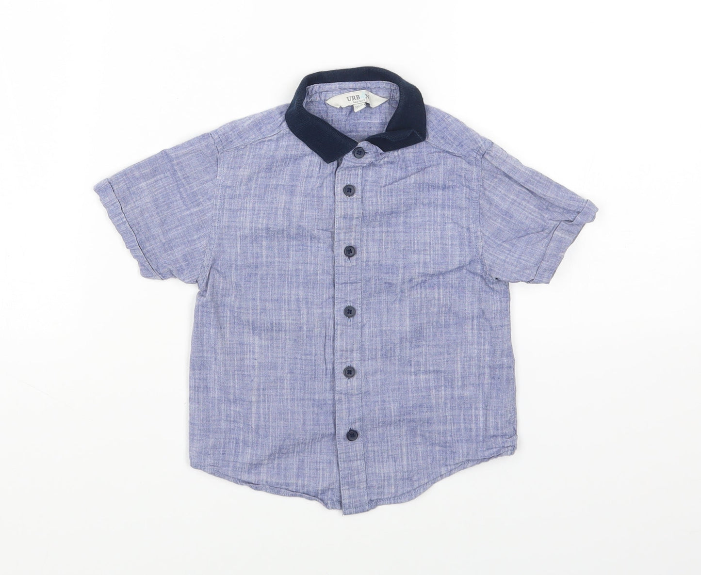 Urban Rascals Blue Cotton Basic Button-Up Size 12 Months Collared Button - 12-24 months