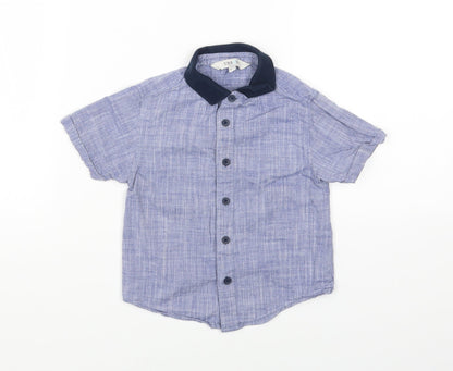 Urban Rascals Blue Cotton Basic Button-Up Size 12 Months Collared Button - 12-24 months