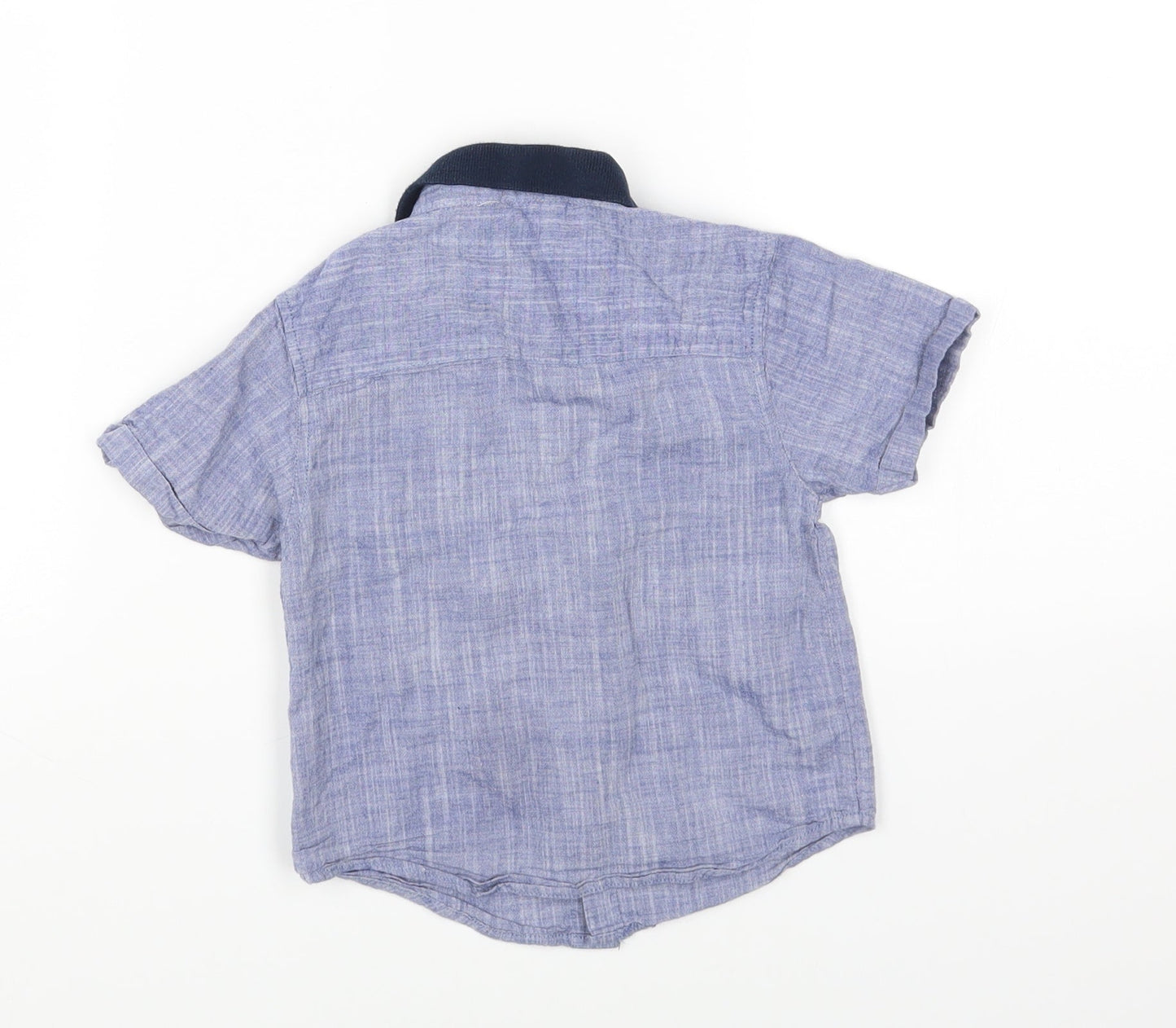 Urban Rascals Blue Cotton Basic Button-Up Size 12 Months Collared Button - 12-24 months