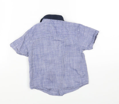 Urban Rascals Blue Cotton Basic Button-Up Size 12 Months Collared Button - 12-24 months