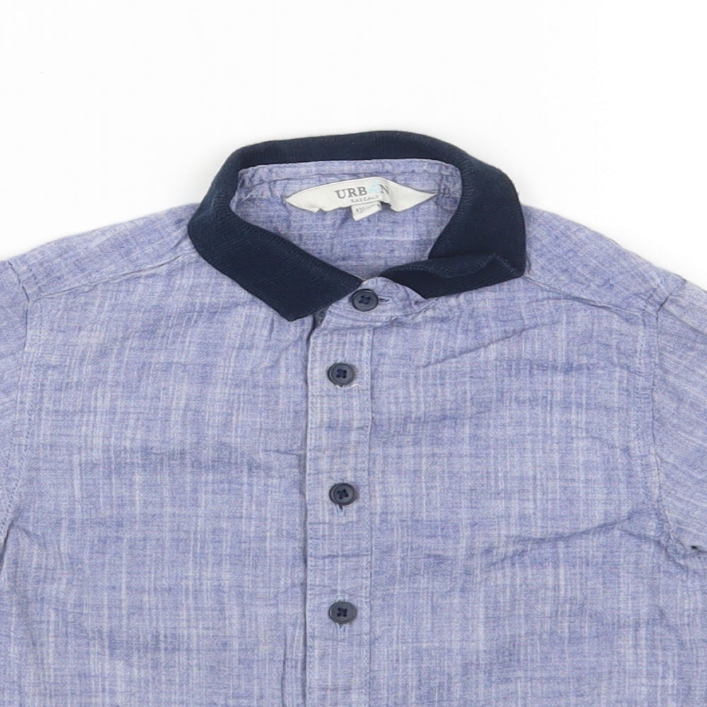 Urban Rascals Blue Cotton Basic Button-Up Size 12 Months Collared Button - 12-24 months