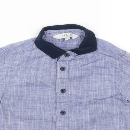 Urban Rascals Blue Cotton Basic Button-Up Size 12 Months Collared Button - 12-24 months