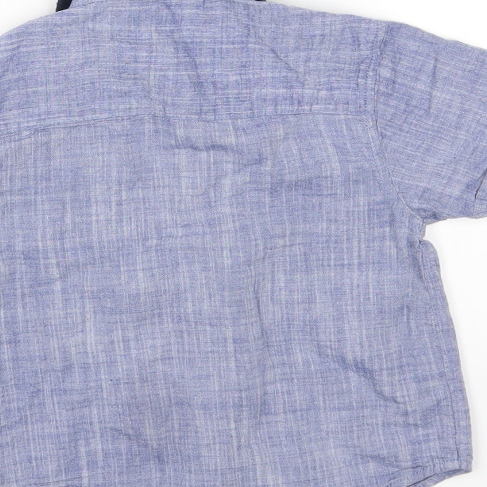 Urban Rascals Blue Cotton Basic Button-Up Size 12 Months Collared Button - 12-24 months