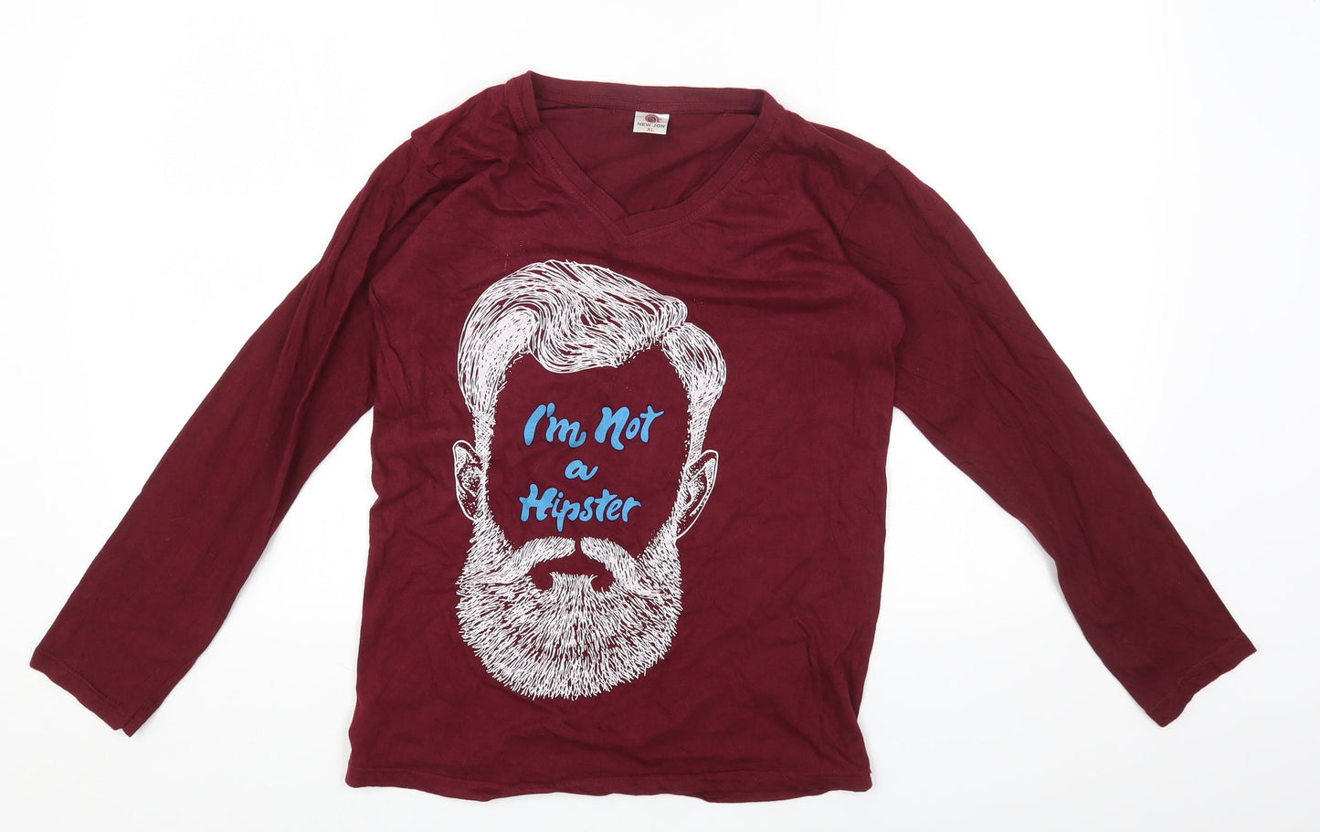 New Jon Womens Red Cotton Basic T-Shirt Size XL Round Neck - I'm Not a Hipster