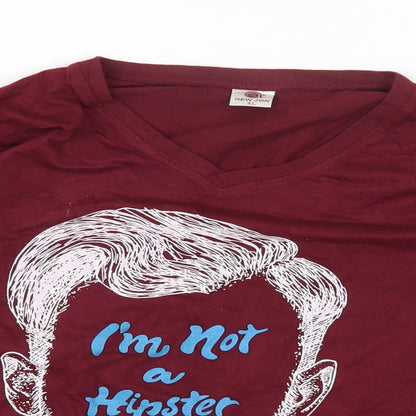 New Jon Womens Red Cotton Basic T-Shirt Size XL Round Neck - I'm Not a Hipster