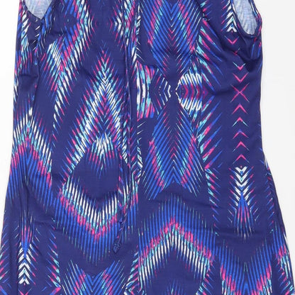 Kaleidoscope Womens Multicoloured Geometric Polyester A-Line Size 14 Square Neck Drawstring
