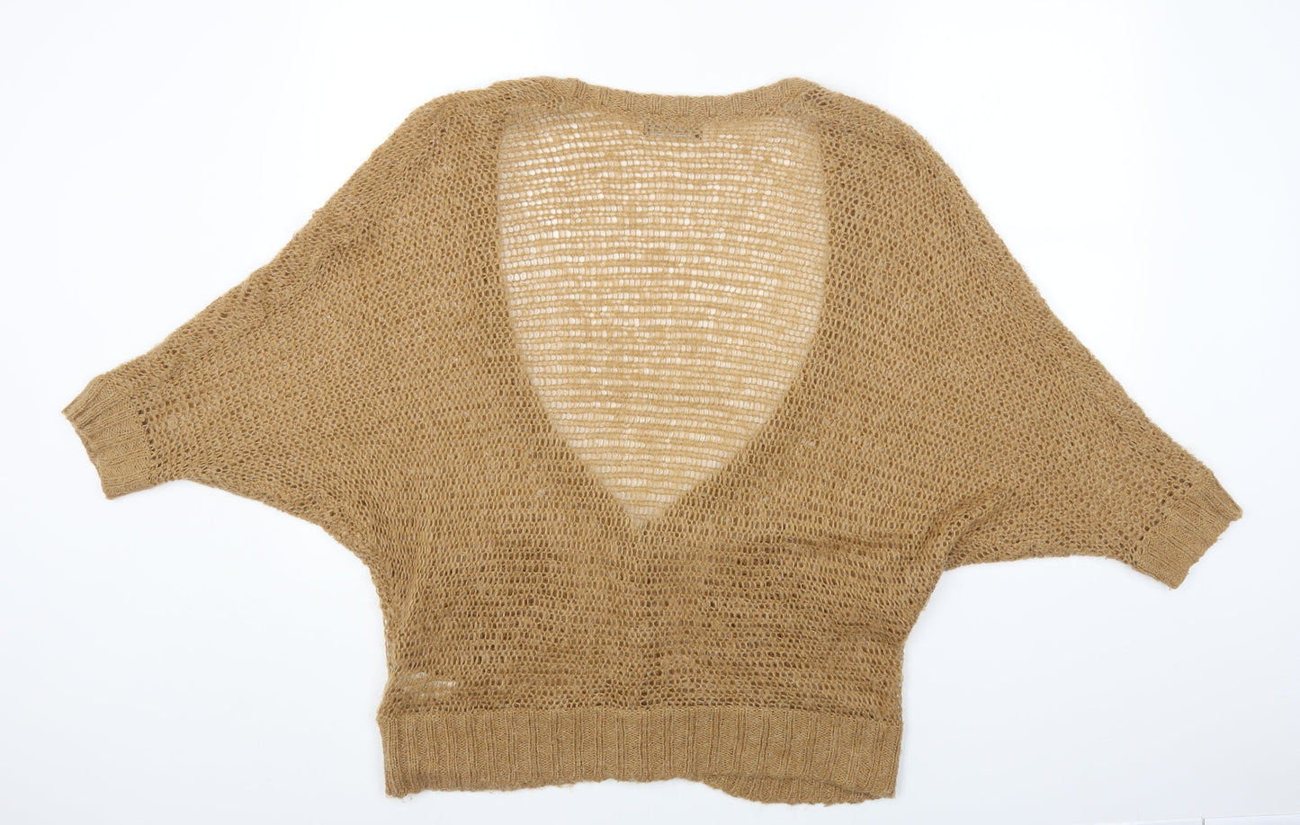 Primark Womens Beige Scoop Neck Acrylic Cardigan Jumper Size 14