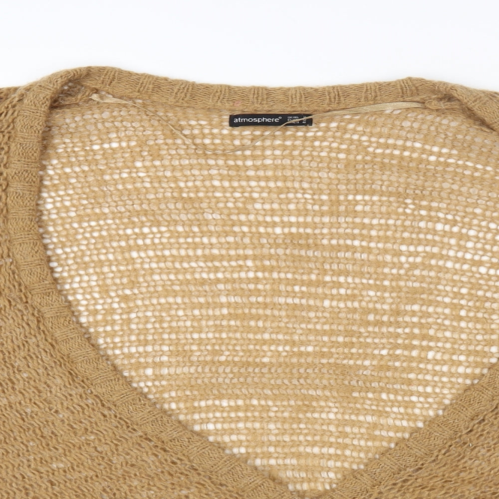 Primark Womens Beige Scoop Neck Acrylic Cardigan Jumper Size 14