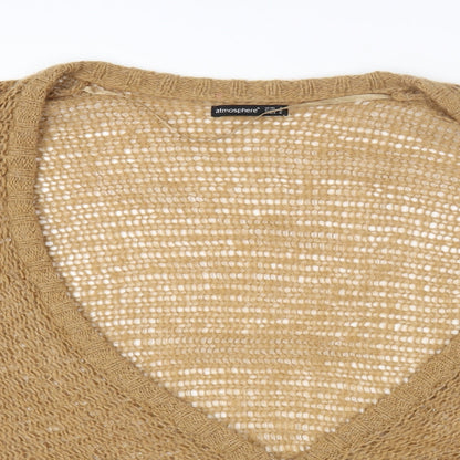 Primark Womens Beige Scoop Neck Acrylic Cardigan Jumper Size 14