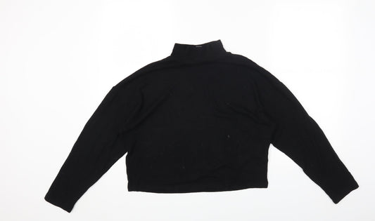 Primark Womens Black Polyester Cropped T-Shirt Size S High Neck - 10-12