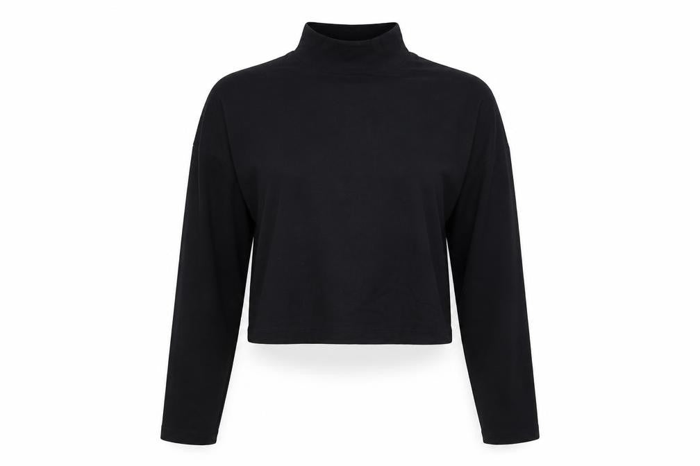 Womens UK Size S Primark Black Cropped T-Shirt