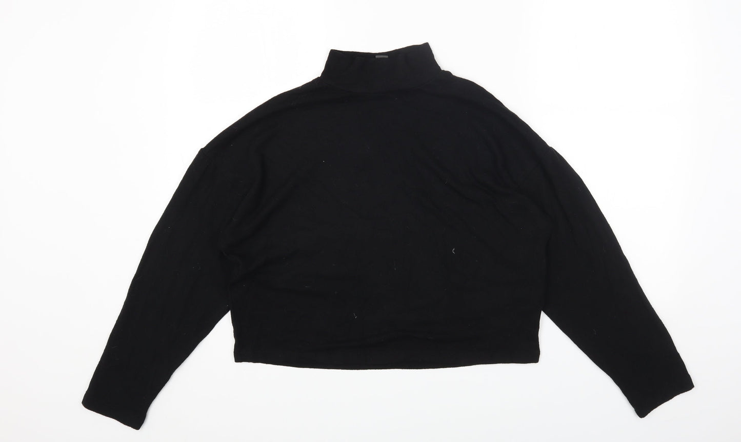 Primark Womens Black Polyester Cropped T-Shirt Size S High Neck - 10-12