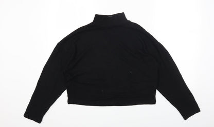 Primark Womens Black Polyester Cropped T-Shirt Size S High Neck - 10-12