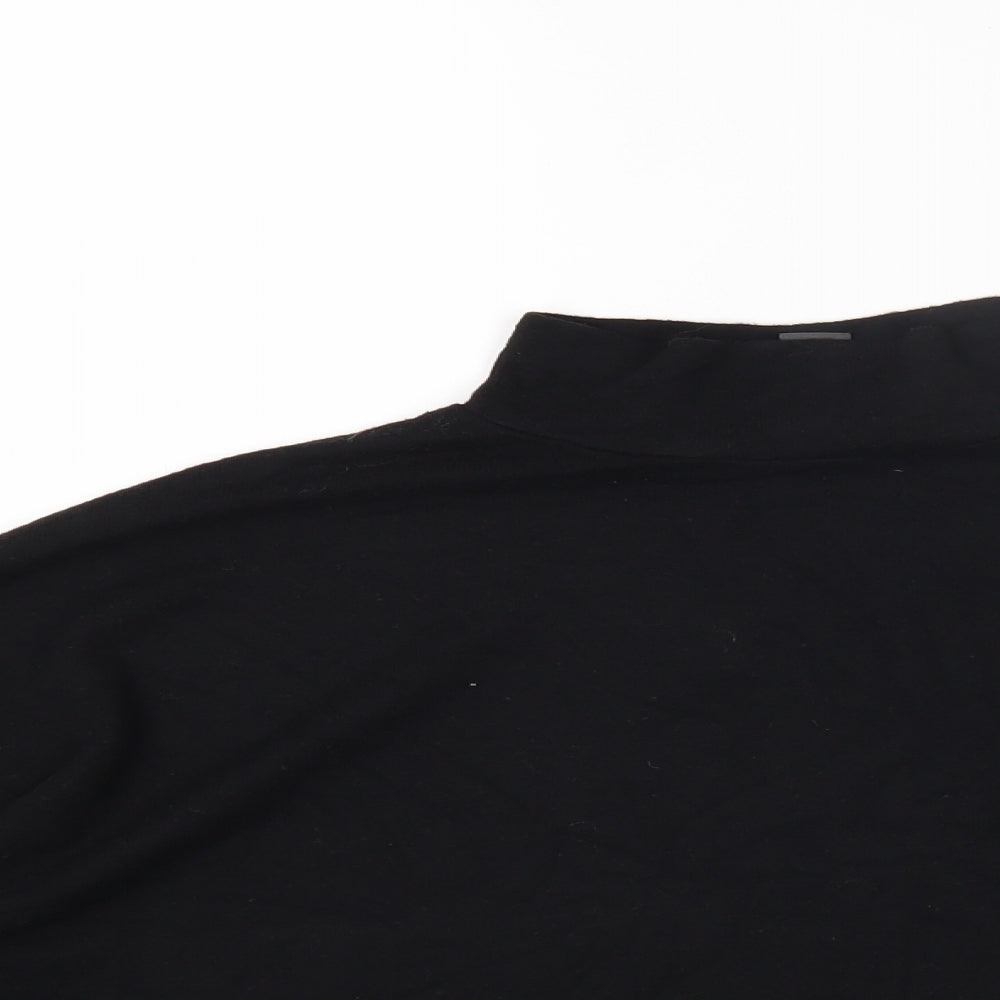 Primark Womens Black Polyester Cropped T-Shirt Size S High Neck - 10-12