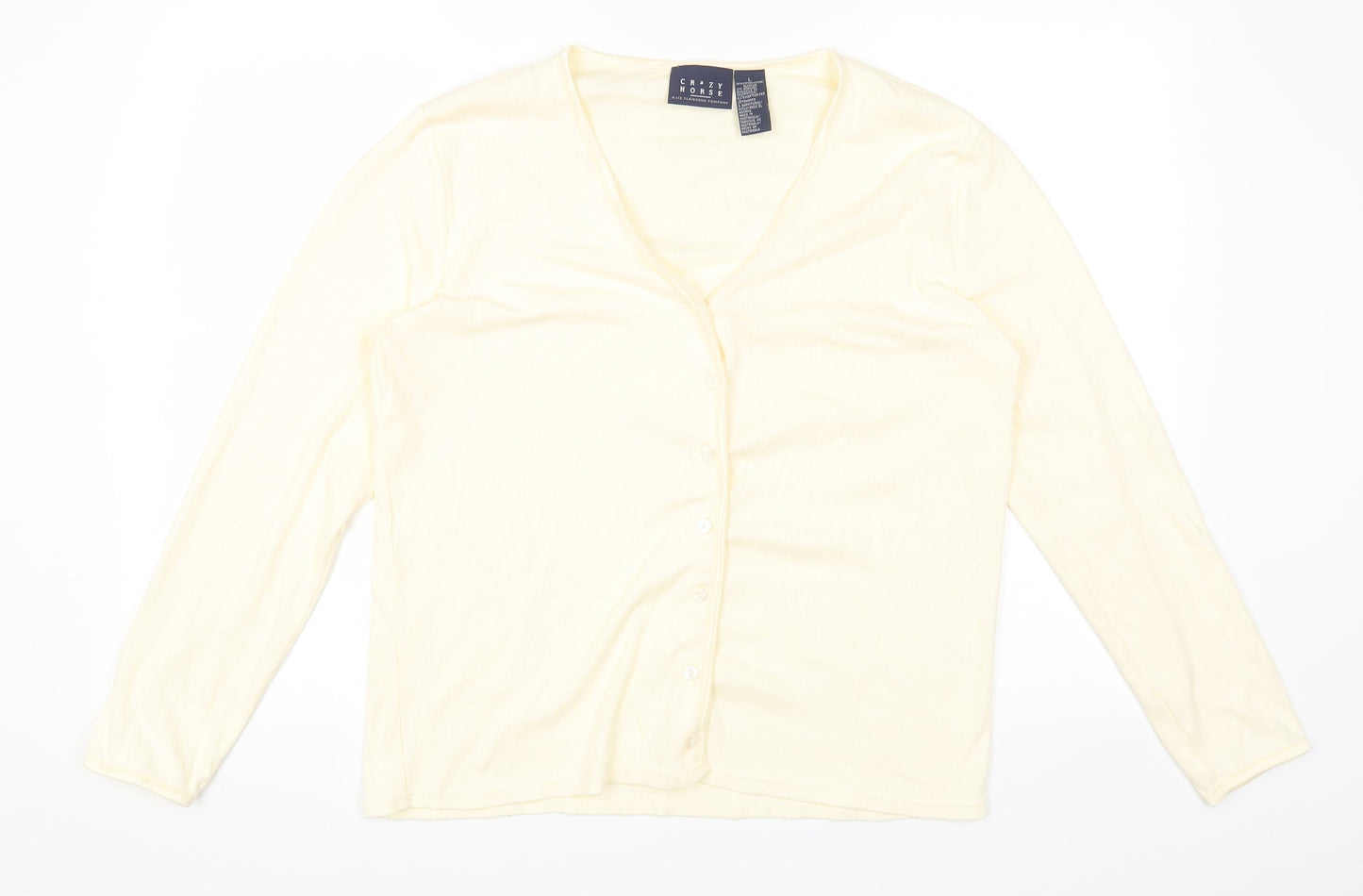 Crazy Horse Womens Ivory Round Neck Cotton Cardigan Jumper Size L