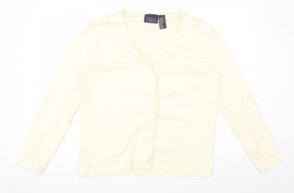 Crazy Horse Womens Ivory Round Neck Cotton Cardigan Jumper Size L