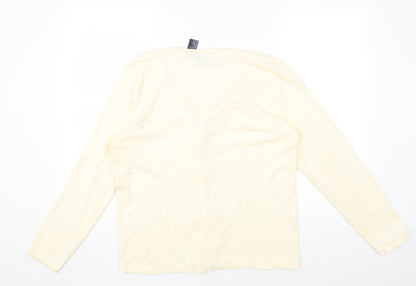 Crazy Horse Womens Ivory Round Neck Cotton Cardigan Jumper Size L