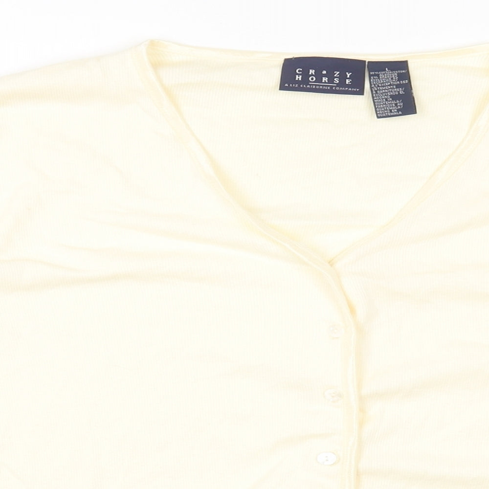 Crazy Horse Womens Ivory Round Neck Cotton Cardigan Jumper Size L