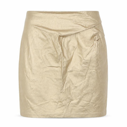 Kiabi Womens Gold Viscose Mini Skirt Size 6 Zip