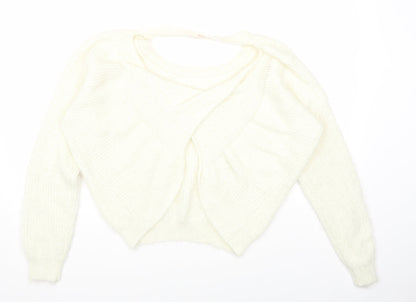 love other things Womens White Round Neck Polyester Pullover Jumper Size S