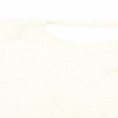 love other things Womens White Round Neck Polyester Pullover Jumper Size S