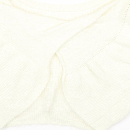 love other things Womens White Round Neck Polyester Pullover Jumper Size S