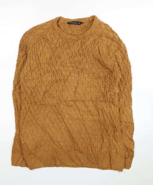 Cedar Wood State Mens Orange Round Neck Acrylic Pullover Jumper Size XS