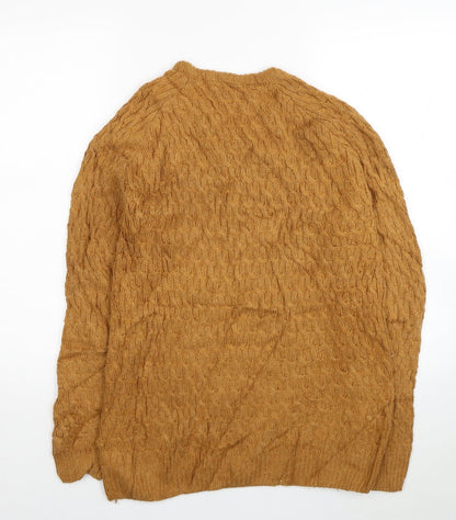 Cedar Wood State Mens Orange Round Neck Acrylic Pullover Jumper Size XS