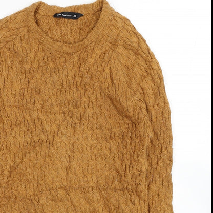 Cedar Wood State Mens Orange Round Neck Acrylic Pullover Jumper Size XS