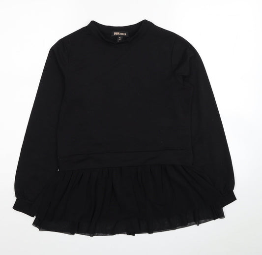 Womens UK Size S Pink Vanilla Black Basic Blouse