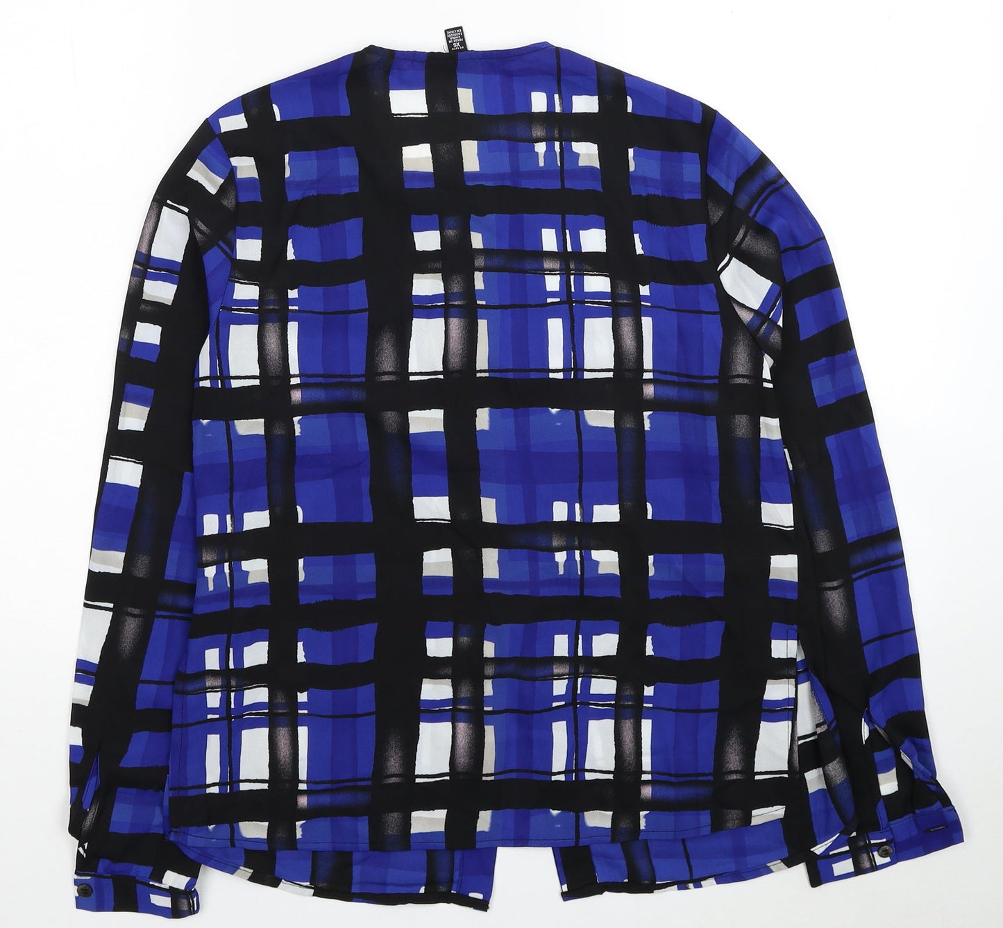 Eva Longoria Womens Blue Geometric Polyester Basic Blouse Size XS Collared