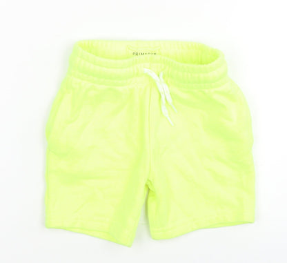 Primark Boys Green Cotton Track Pants Trousers Size 18-24 Months Drawstring - Neon Green Shorts